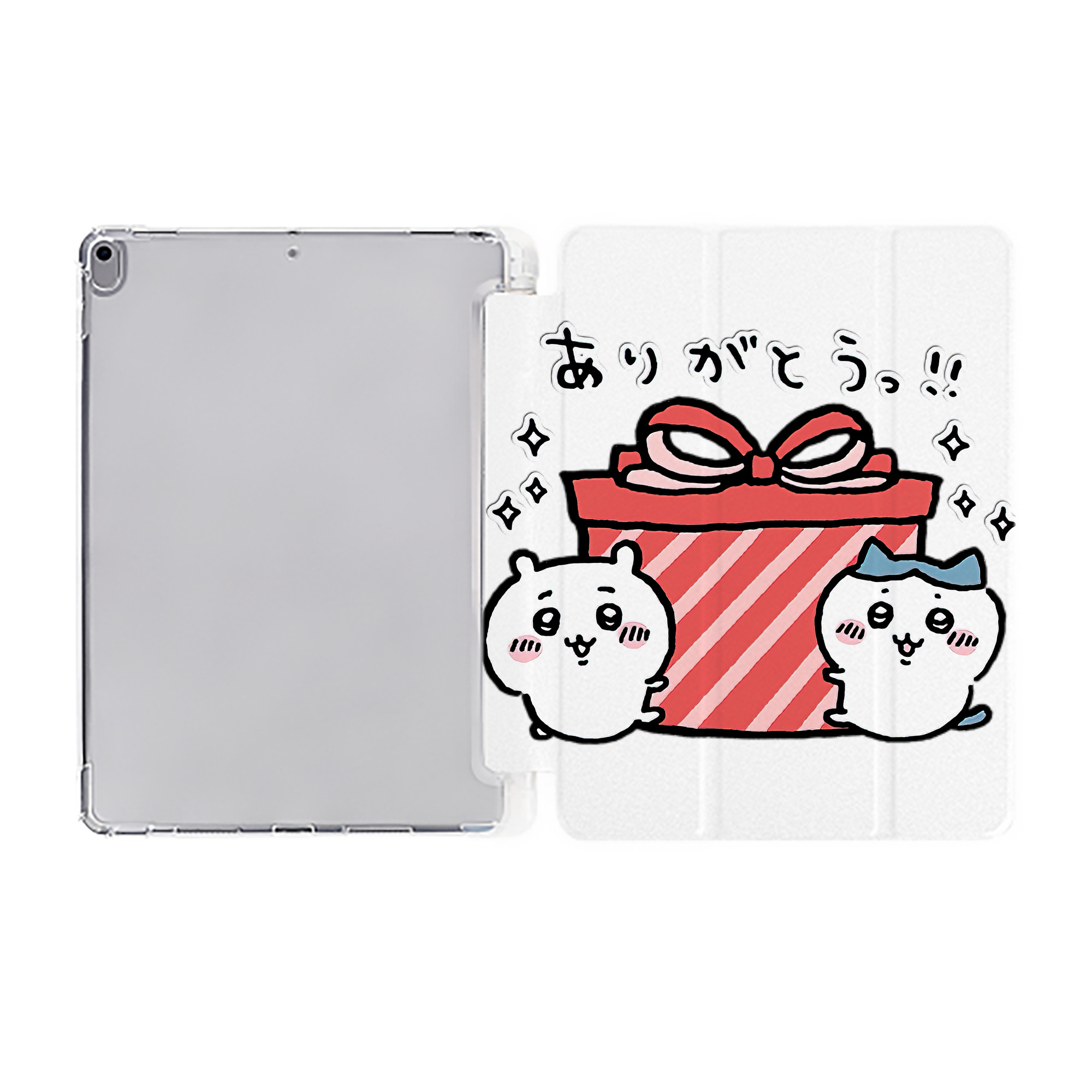 （画像用） ちいかわ ハチワレ Chii-kawa hachiware IPad ケース ペン収納付き 三つ折りスタンド PUレザー×シリコン 対応機種9.5/10.5/10.9インチ